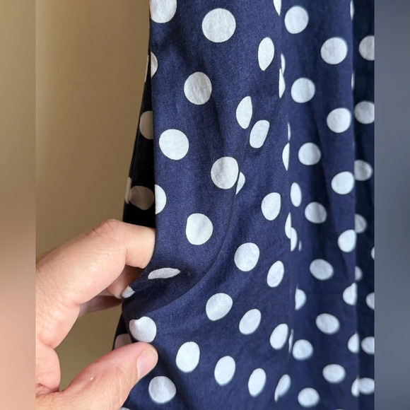 Anthropologie Vanessa Virginia Navy Blue And White Polka Dot Dress - Size 10 - Picture 6 of 12